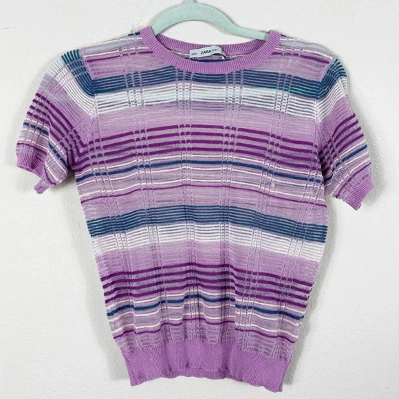 🎈4 LISTINGS FOR $20 Zara Knit Sheer Top in purple blue pink size S - Picture 7 of 9
